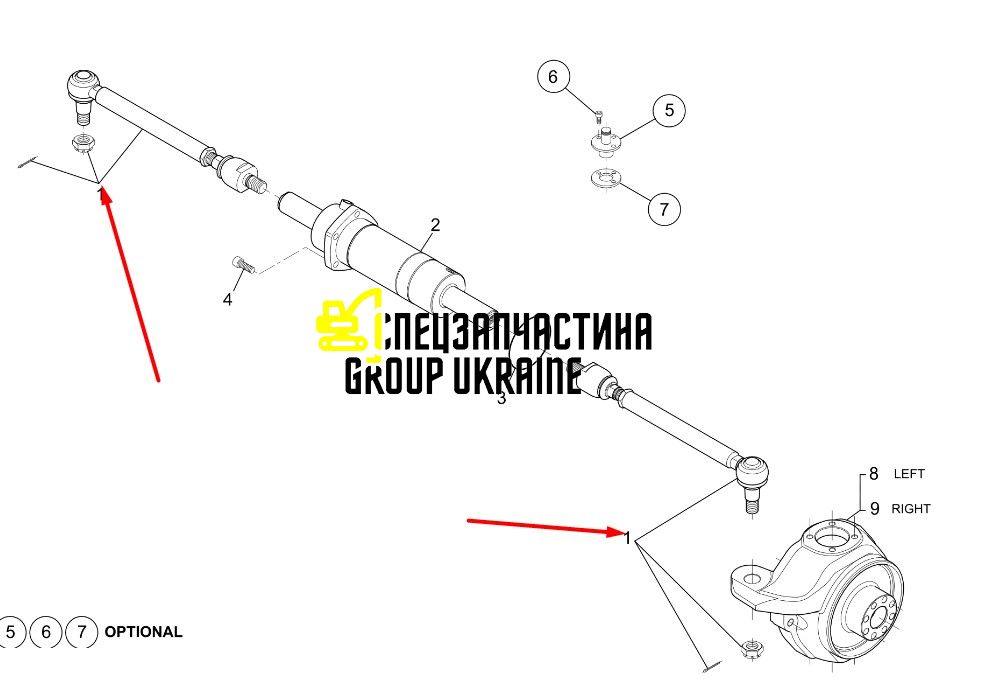 097-5136 Поперечна рульова тяга Caterpillar RT100