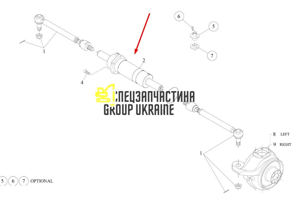 8I3892 Циліндр рульового керування Caterpillar TH83