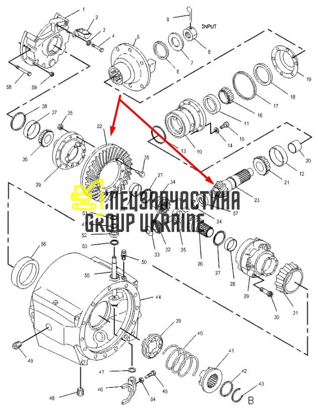 1189117 Головна пара (планетарка+хвостовик) Caterpillar 446
