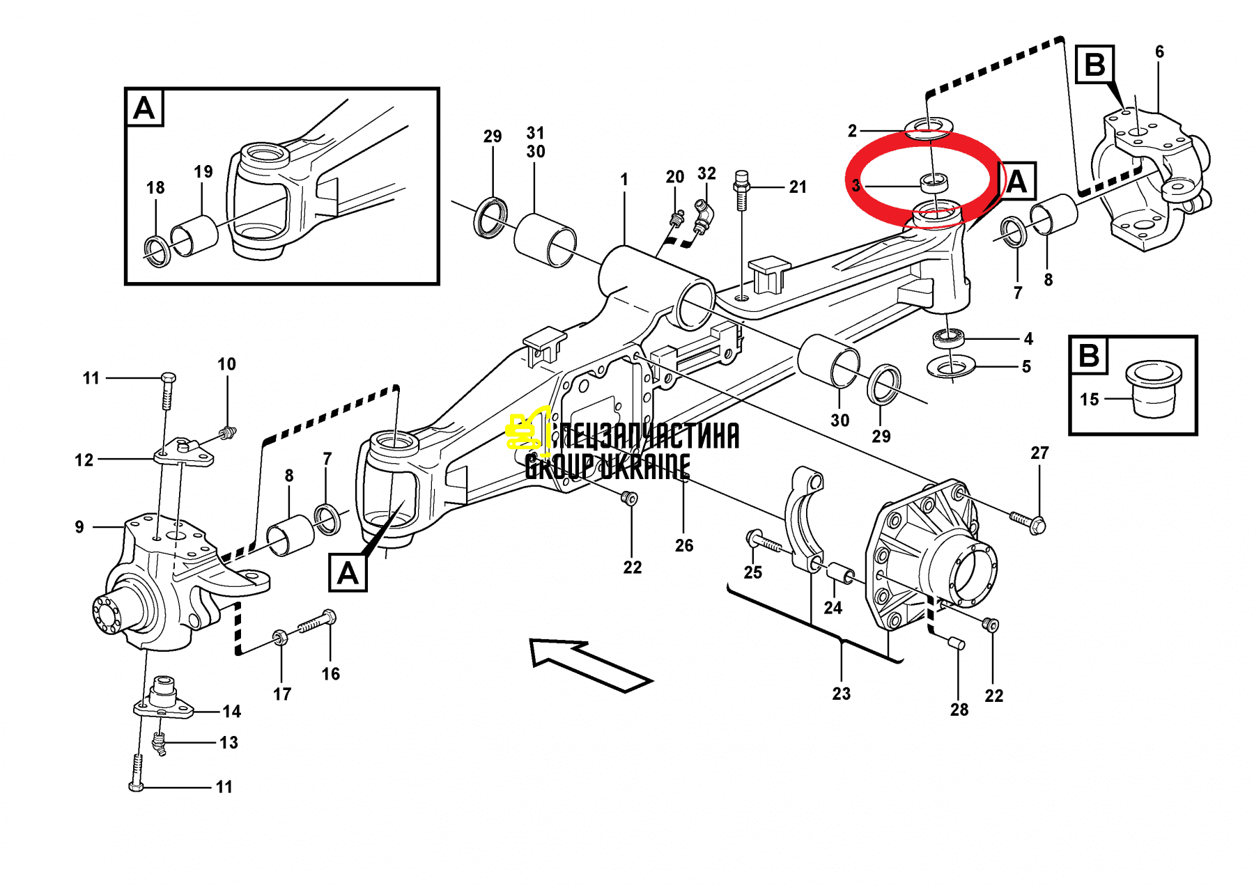CA0123641 (123641, 3523060M1, 3523863M1, 143563, 3225030) Втулка верхня шворня Komatsu WB93/97-S/R