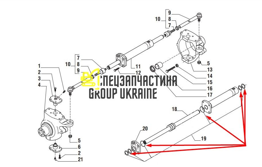 049122 (3523062M1, 1349265C1, 168-7010) Ремкомплект гідроциліндра Carraro