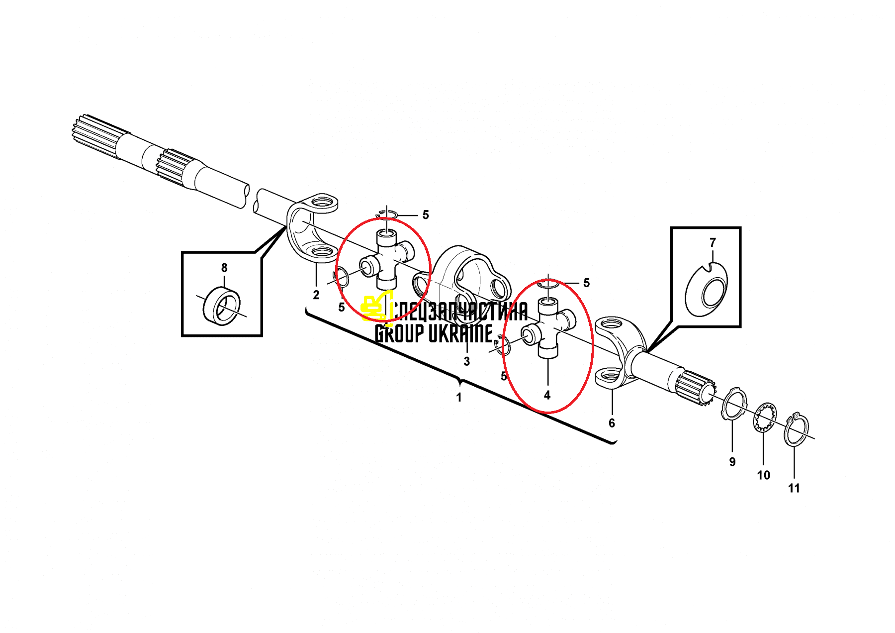 11988155 Крестовина карданного валу VOLVO BL61 BL71 BL70 046221, 46221, 046440, 46440 CARRARO, VOLVO VOE11988155