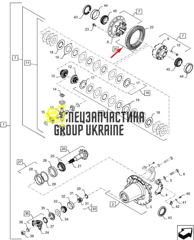 070GA123X Головна (конічна) пара Dana Spicer