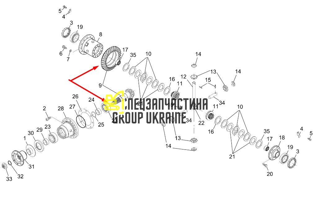 1000058613 Головна пара (планетарка+хвостовик) Kramer