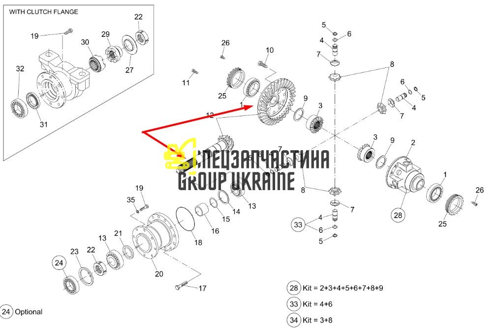 10045221 Головна пара (планетарка+хвостовик) Gehl