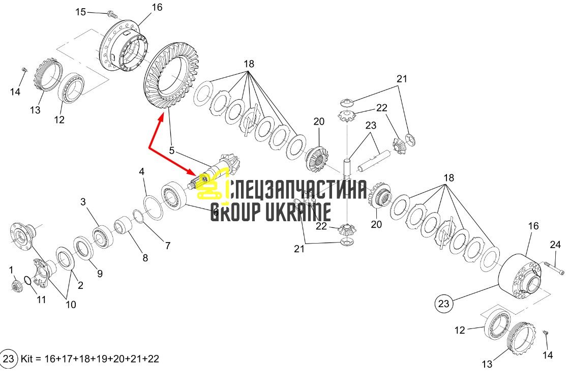 91514124 (176.04.504.02) Головна пара (планетарка+хвостовик) JLG