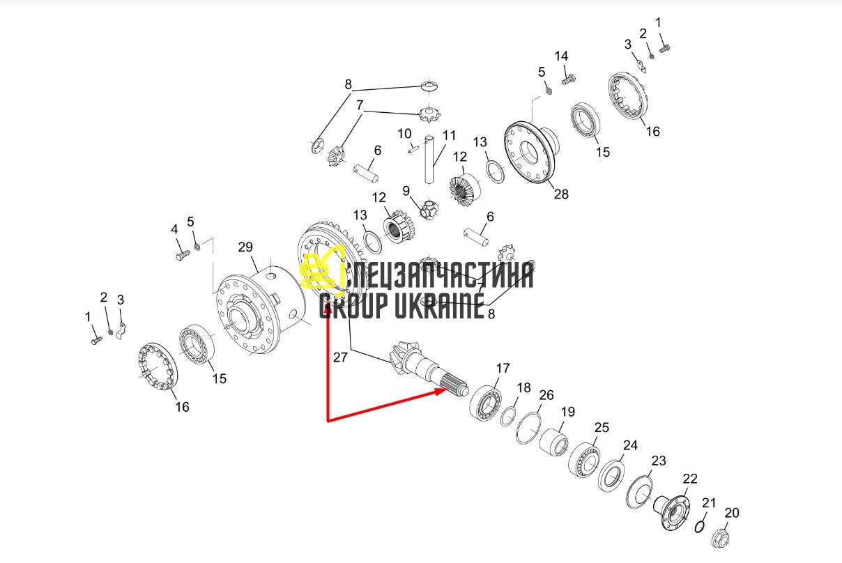 2.403-00071 Головна пара (планетарка+хвостовик) Doosan