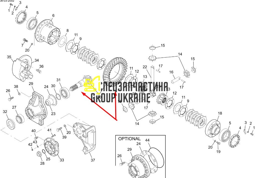 2.403-00077 Головна пара (планетарка+хвостовик) Doosan
