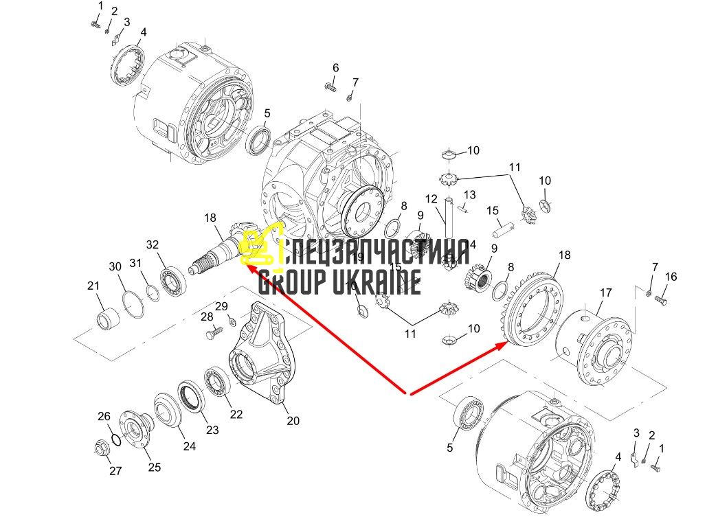 2.403-00077 Головна пара (планетарка+хвостовик) Bobcat