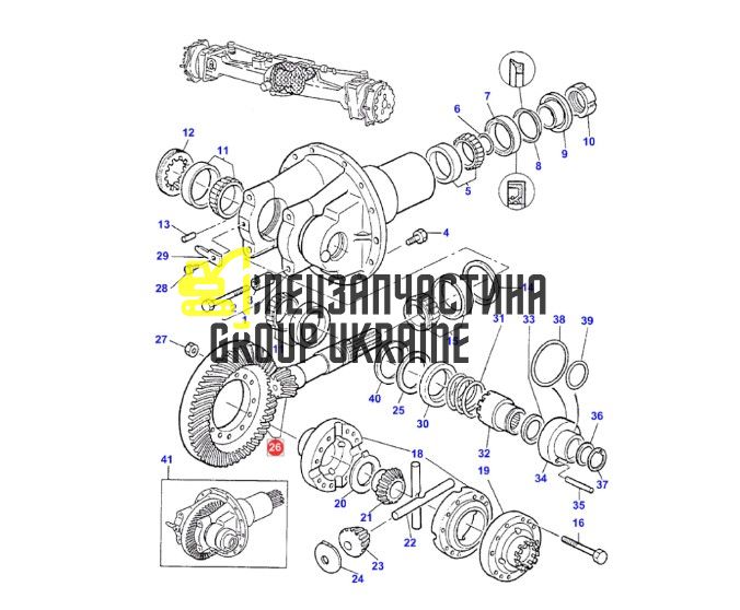 3427119m92 Головна (конічна) пара Z=9/44 Massey Ferguson