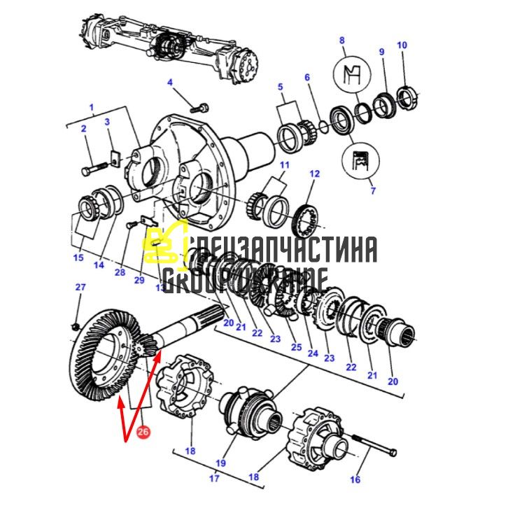 3427161m91 Головна (конічна) пара Z=11/45 Massey Ferguson