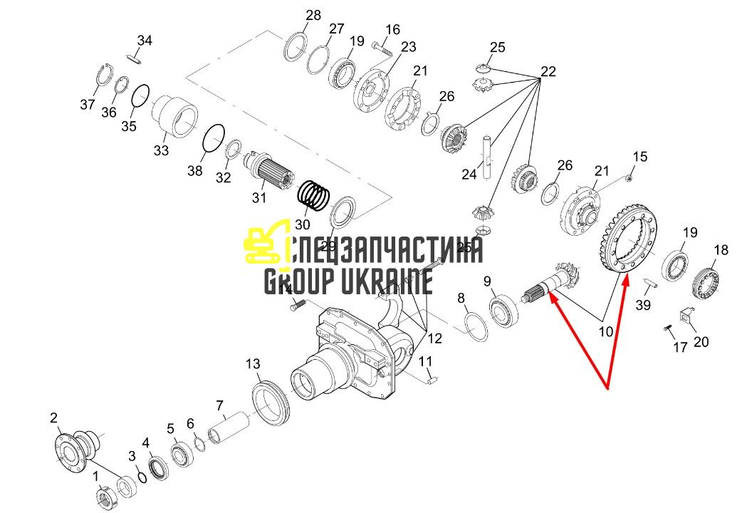 3764052m92 Головна (конічна) пара Z=8/36 Massey Ferguson