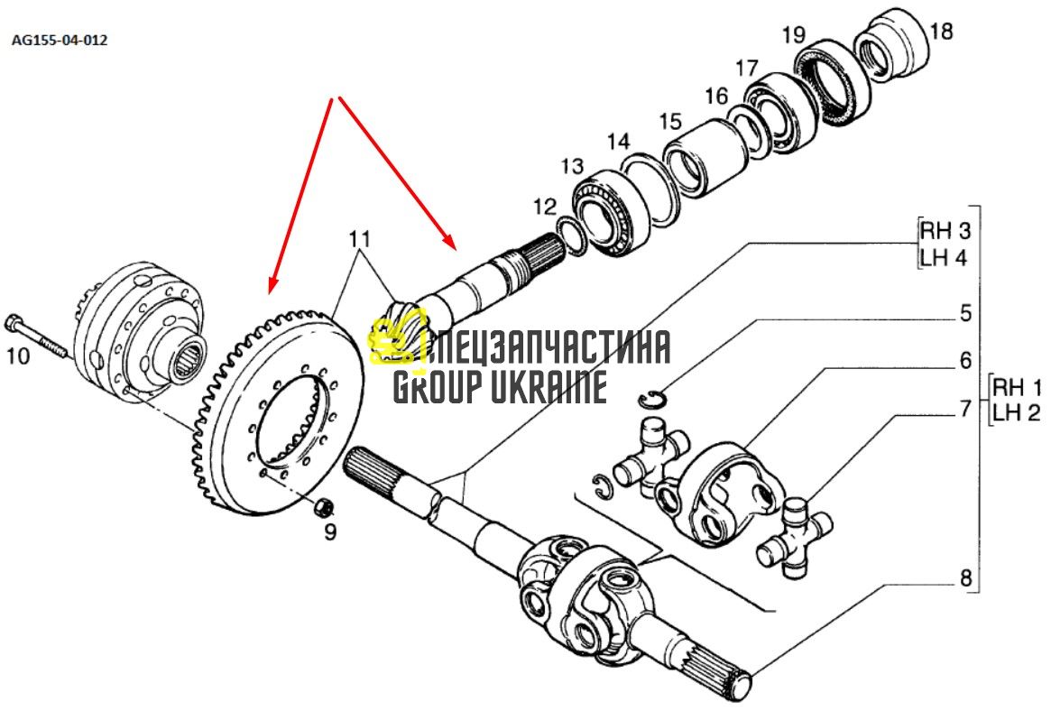 3764455m91 Головна (конічна) пара Z=8/39 Massey Ferguson