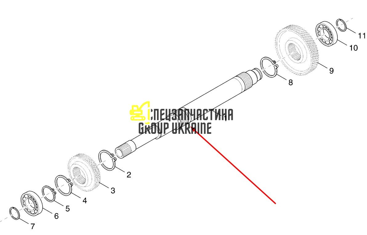 6193536M1 (4211941) Вал турбіни КПП Terex