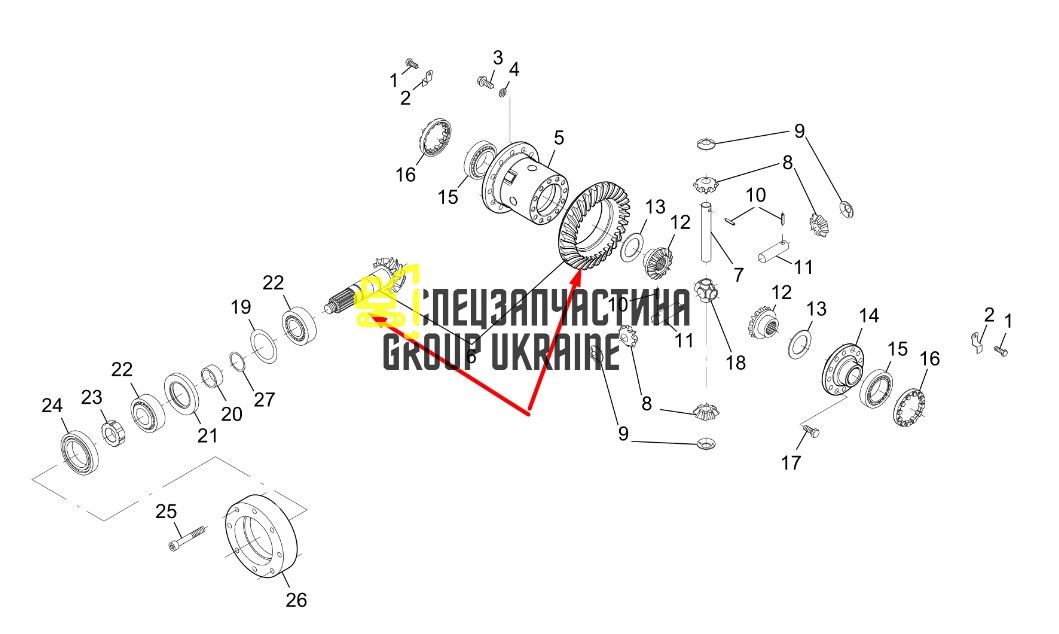 42U-22-H0P47 Главная пара (планетарка+хвостовик) Komatsu
