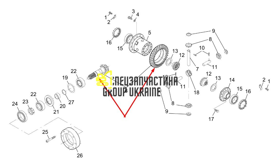 5370651165 Головна пара (планетарка+хвостовик) Terex