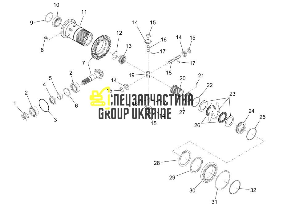 5370651669 Головна пара (планетарка+хвостовик) Terex