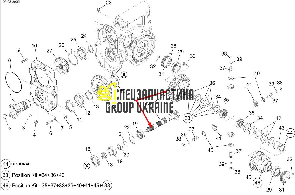 603648 (112.04.500.24) Головна пара (планетарка+хвостовик) Manitou Z14/32
