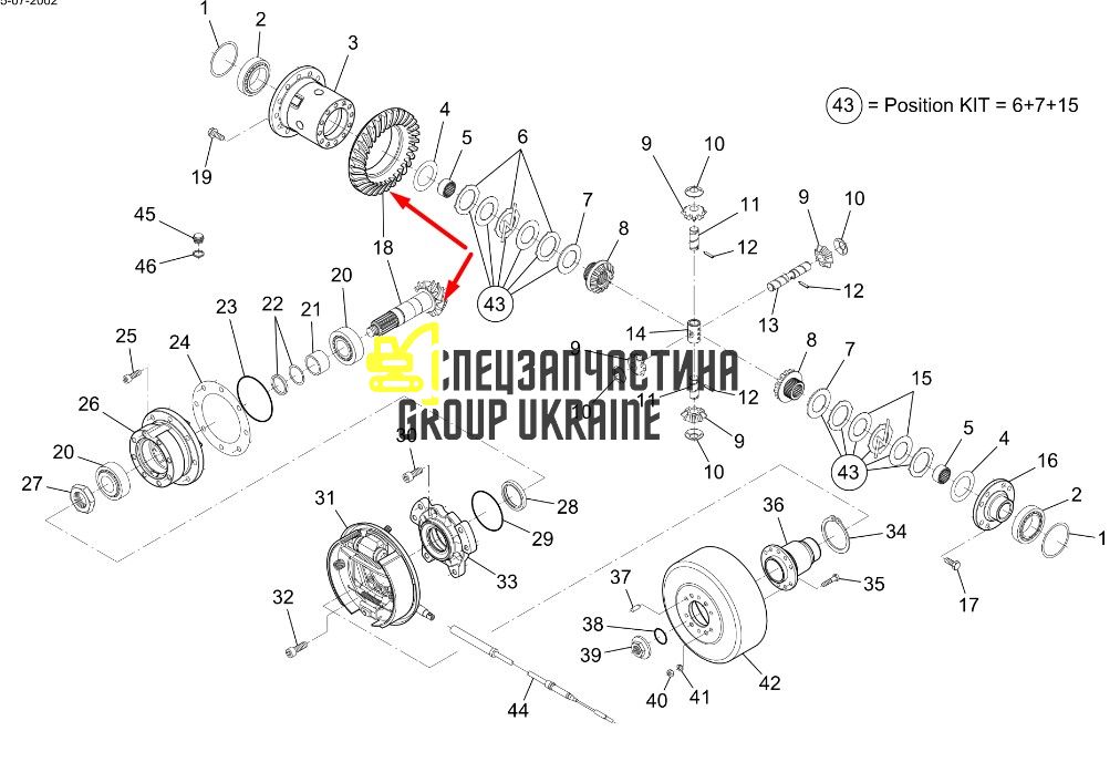 5370652038 Головна пара (планетарка+хвостовик) Terex
