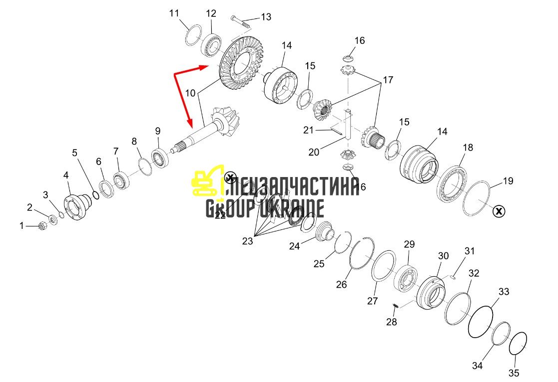 F214301020070 Головна пара (планетарка+хвостовик) Fendt