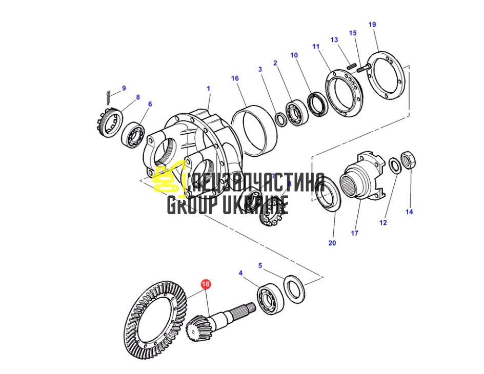 72162270 Головна (конічна) пара Z=11/45 Massey Ferguson