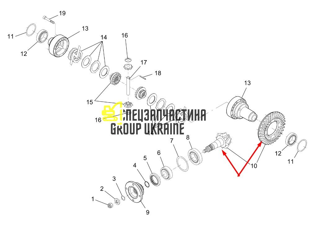 F119300020050 (728.04.500.01) Головна пара (планетарка+хвостовик) Fendt
