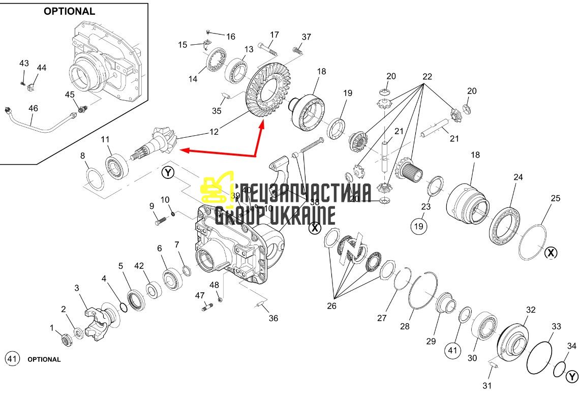 7550450701 Головна (конічна) пара Z=17/37 Massey Ferguson