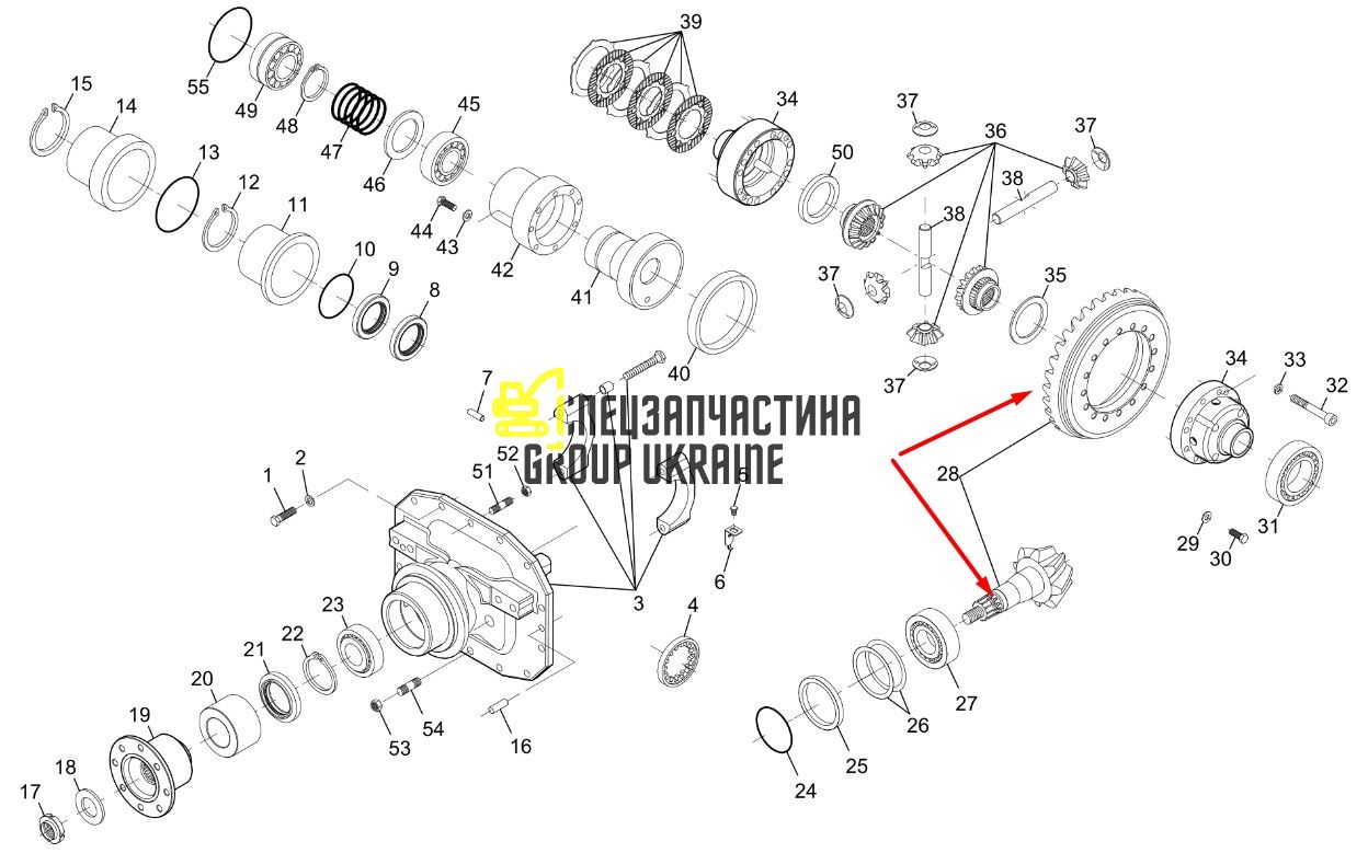 7600450101 Головна пара (планетарка+хвостовик) Massey Ferguson