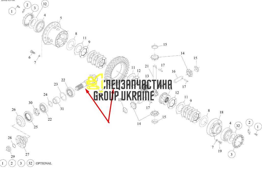 9504527 Головна пара (планетарка+хвостовик) DAF