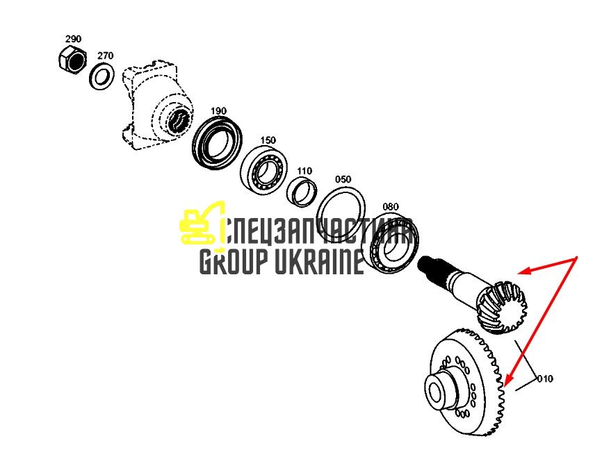 AZ62498 (4475205075) Головна (конічна) пара Z=14/33 John Deere