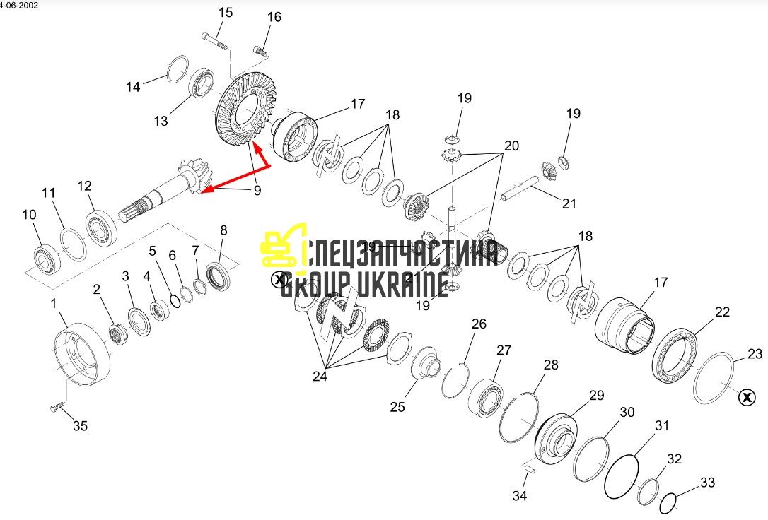 F718301020060 (745.04.500.03) Головна пара (планетарка+хвостовик) Z=15X34 Fendt