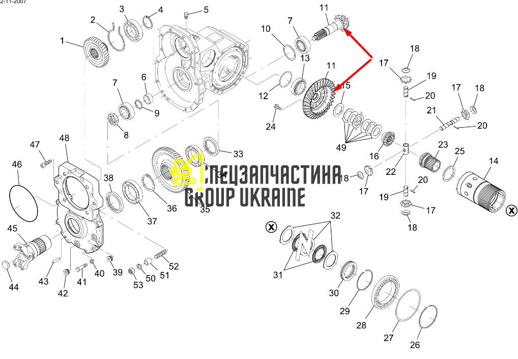 M6912138 Головна пара (планетарка+хвостовик) Doosan
