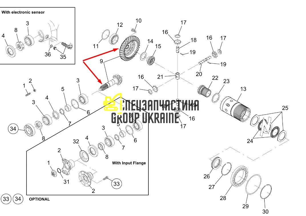M6921032 Головна пара (планетарка+хвостовик) Bobcat