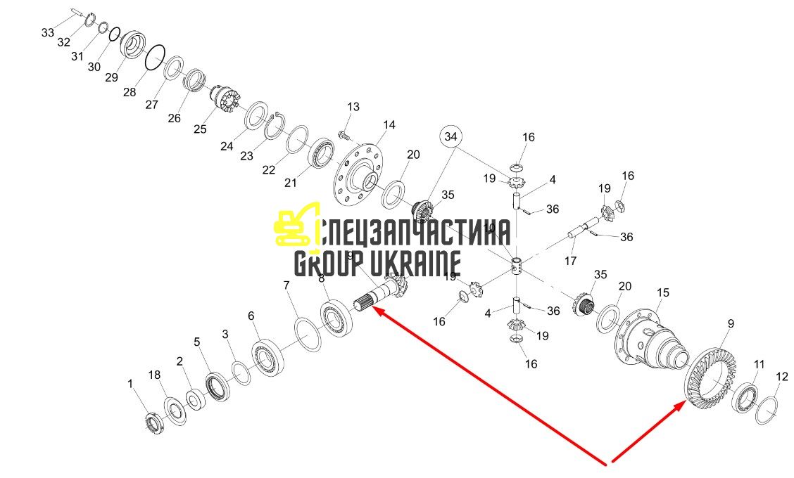 VA7300452202 Головна пара (планетарка+хвостовик) Massey Ferguson