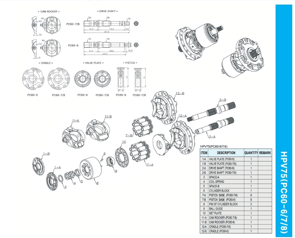 HPV75 HPV Komatsu Гідравліка