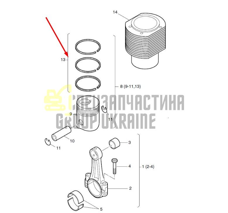 01376100 Поршневі кільця Hatz 2L40, 3L40, 4L40