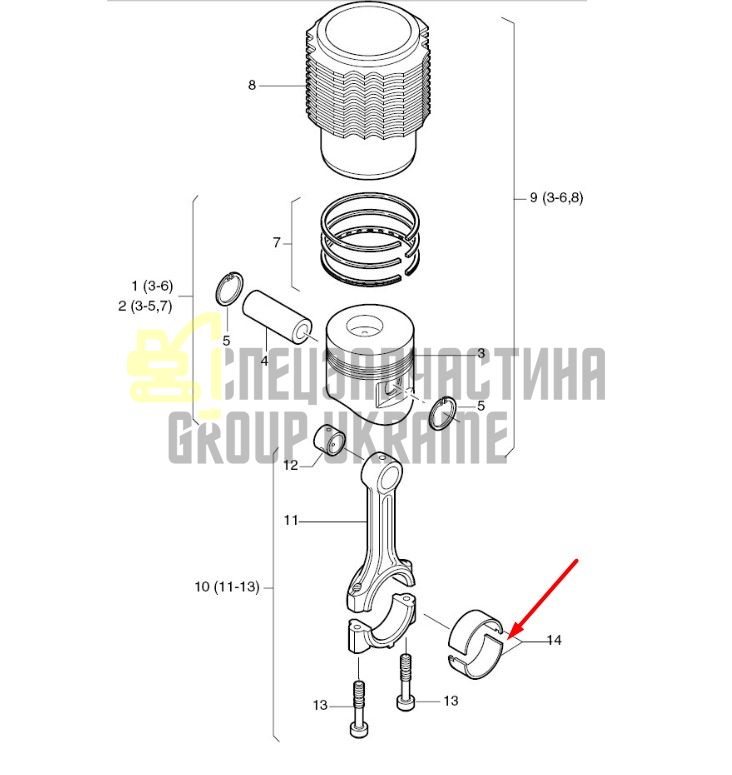 02251900 Шатунні вкладиші Hatz 1D60, 1D81, 1D90