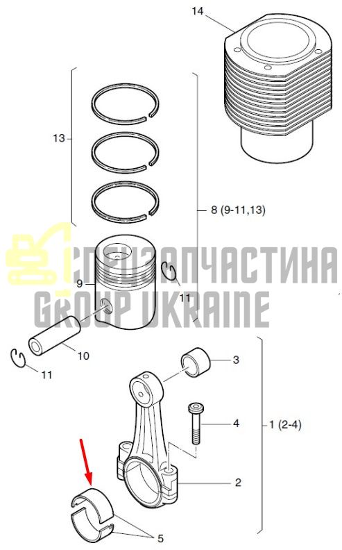 03618401 Шатунний вкладиш Hatz 2L30, 2L40, 2L41, 3L40, 3L41, 4L40, 4L41
