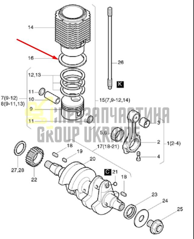 03958000 Прокладка циліндра Hatz 2G30, 2G40