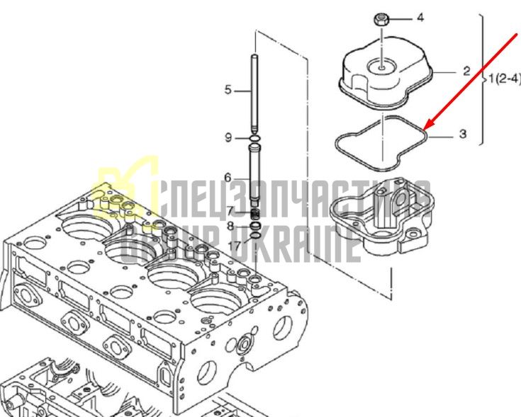 50224900 Прокладка клапанної кришки Hatz 1D60, 1D81, 1D90, 2L30, 2L40, 2L41, 3L40, 3L41, 4L40, 4L41