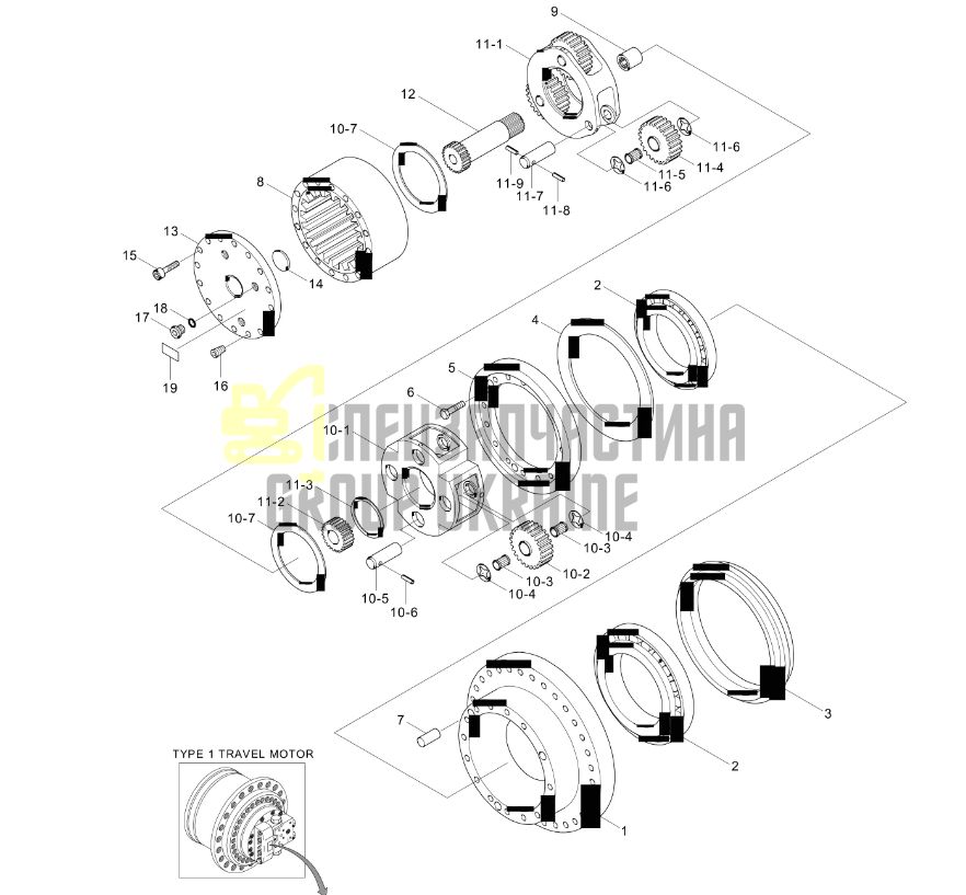 31Q6-40020 Редуктор ходу Hyundai R220LC-9S