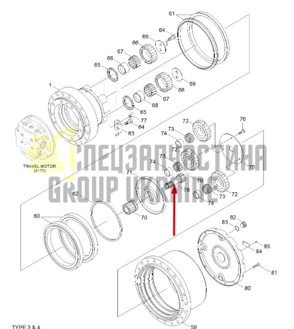 39Q4-42290 Вал головної передачі HYUNDAI HX140L