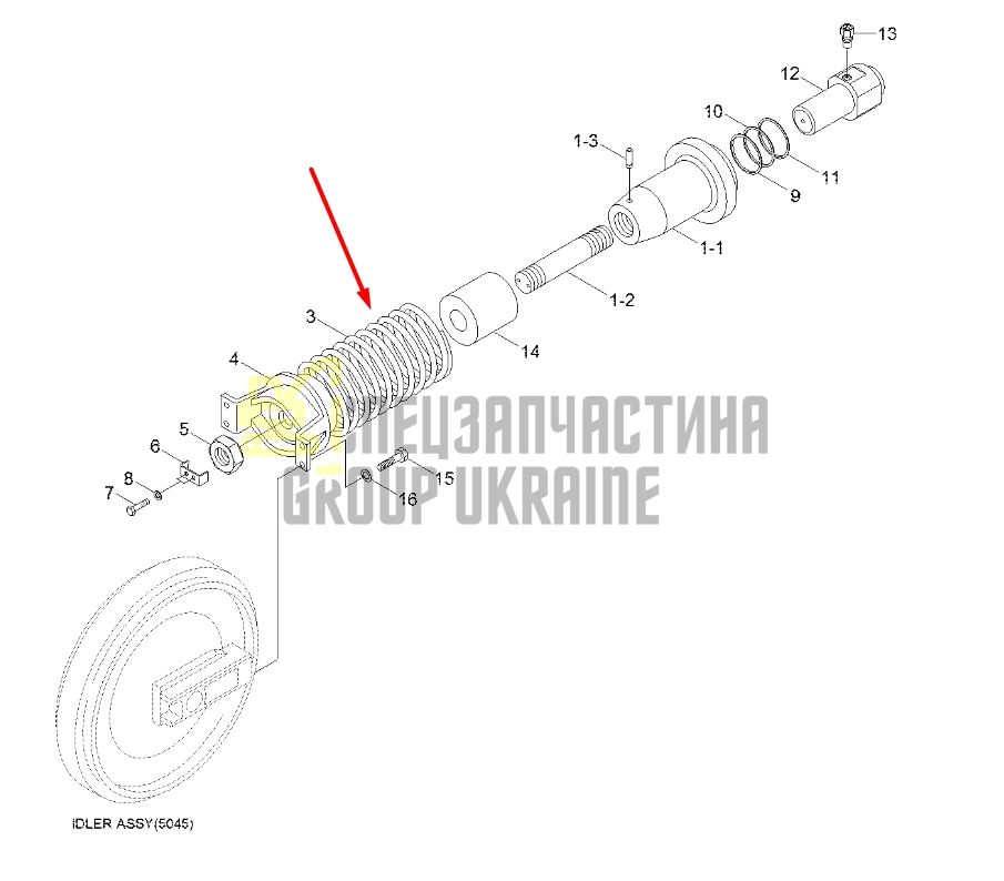 Hyundai 81QA.14015 (81QA-14014) Натягувач гусениці для R380LC-9