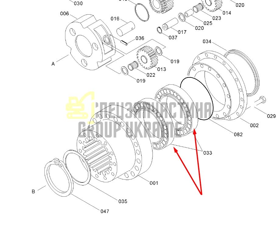 PAC6037 Підшипник бортового редуктора екскаватора Hyundai Robex R360LC, R380LC