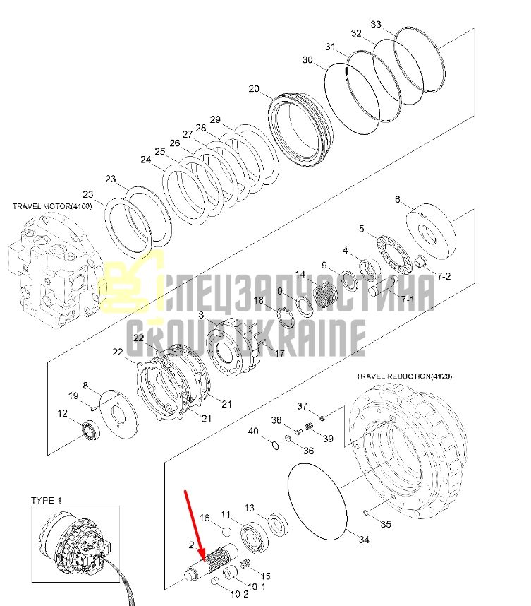 XJDG-00029 Вал редуктора ходу Hyundai R110