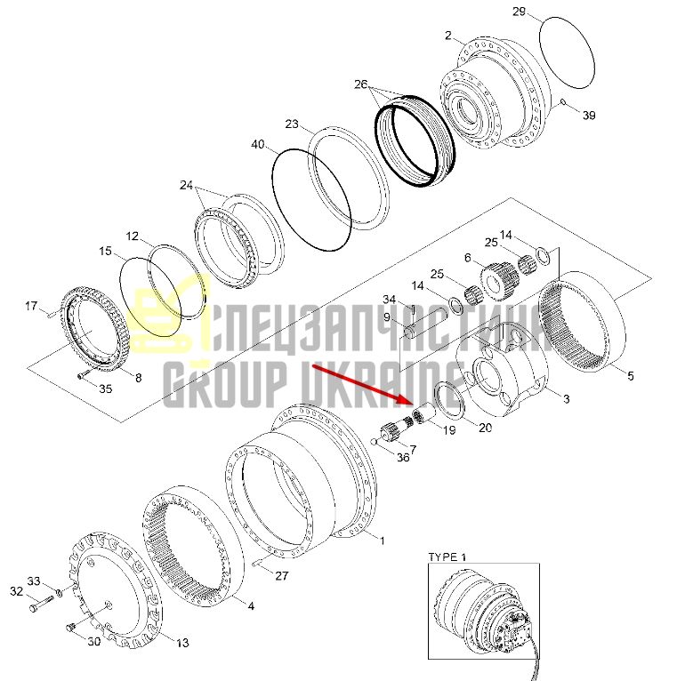 XKAH-00022 Перехідна муфта приводу Hyundai R210LC-7