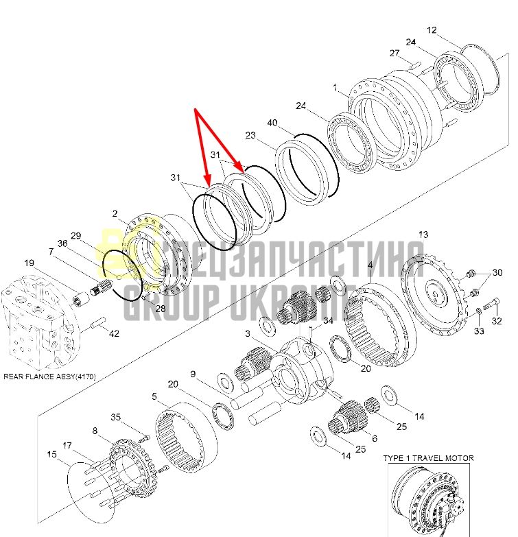 XKAH-00342 Сальник бортового редуктора HYUNDAI R160LC-7 даукон, ущільнення