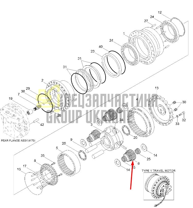 XKAH-00355 Блок-шестерня Hyundai R140LC-7, R140LC-7A, R160LC-7, R160LC7A
