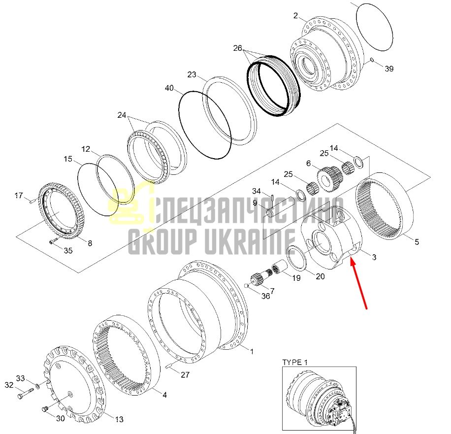 XKAH-00908 Планетарна передача редуктора HYUNDAI R140-7A