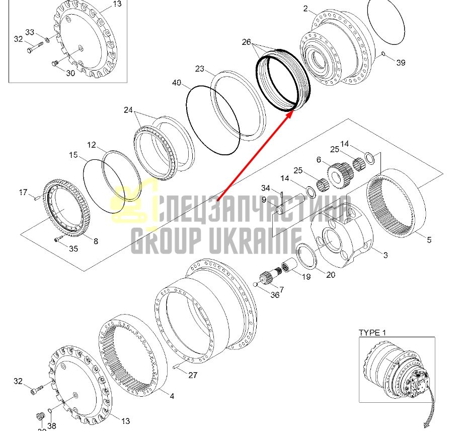 Сальник бортового редуктора XKAH-01675 HYUNDAI R250 LC даукон, ущільнення